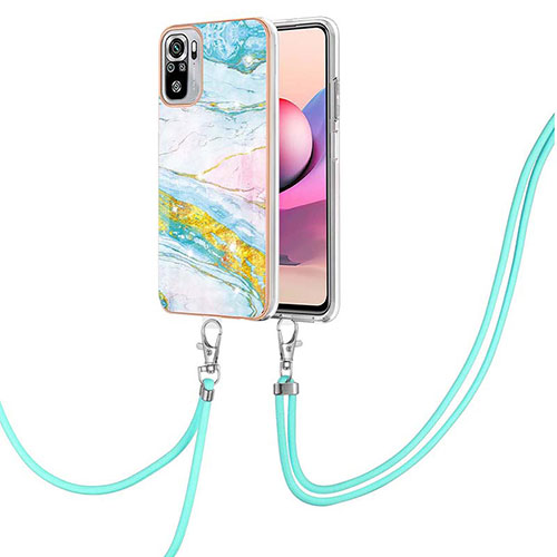 Silicone Candy Rubber Gel Fashionable Pattern Soft Case Cover with Lanyard Strap Y05B for Xiaomi Poco M5S Colorful
