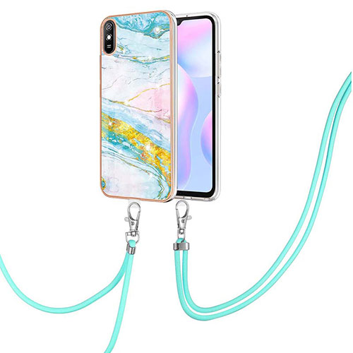 Silicone Candy Rubber Gel Fashionable Pattern Soft Case Cover with Lanyard Strap Y05B for Xiaomi Redmi 9AT Colorful