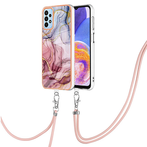 Silicone Candy Rubber Gel Fashionable Pattern Soft Case Cover with Lanyard Strap YB7 for Samsung Galaxy A33 5G Mixed