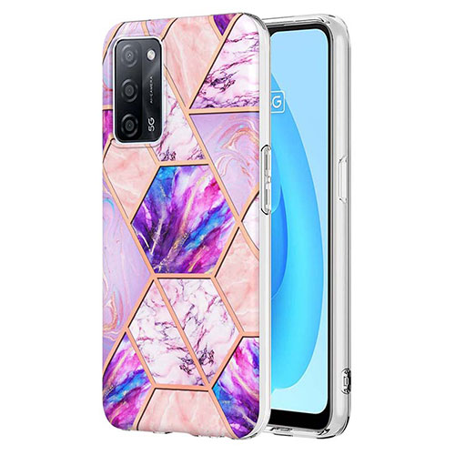 Silicone Candy Rubber Gel Fashionable Pattern Soft Case Cover Y01B for Oppo A56 5G Clove Purple