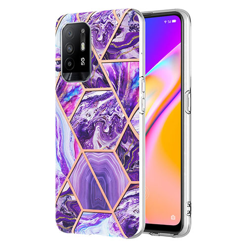 Silicone Candy Rubber Gel Fashionable Pattern Soft Case Cover Y01B for Oppo F19 Pro+ Plus 5G Purple