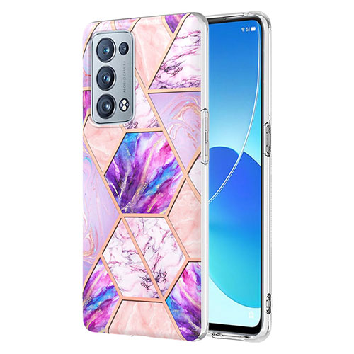 Silicone Candy Rubber Gel Fashionable Pattern Soft Case Cover Y01B for Oppo Reno6 Pro 5G Clove Purple