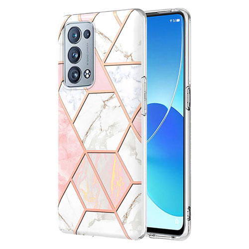 Silicone Candy Rubber Gel Fashionable Pattern Soft Case Cover Y01B for Oppo Reno6 Pro+ Plus 5G Pink