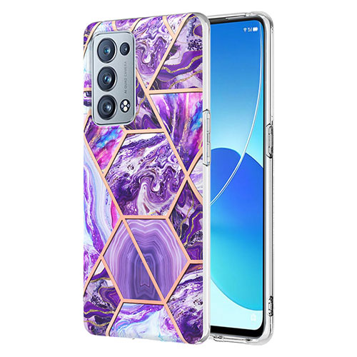 Silicone Candy Rubber Gel Fashionable Pattern Soft Case Cover Y01B for Oppo Reno6 Pro+ Plus 5G Purple