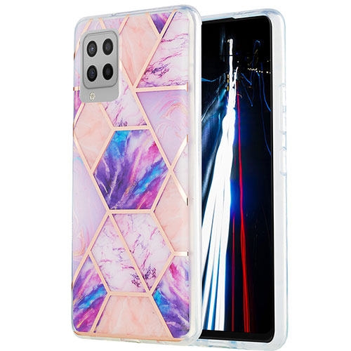 Silicone Candy Rubber Gel Fashionable Pattern Soft Case Cover Y01B for Samsung Galaxy A42 5G Clove Purple