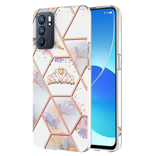 Silicone Candy Rubber Gel Fashionable Pattern Soft Case Cover Y02B for Oppo Reno6 5G Gray