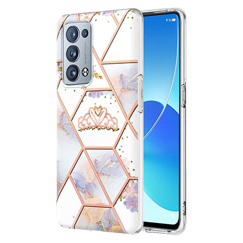 Silicone Candy Rubber Gel Fashionable Pattern Soft Case Cover Y02B for Oppo Reno6 Pro+ Plus 5G Gray