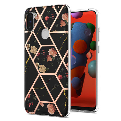 Silicone Candy Rubber Gel Fashionable Pattern Soft Case Cover Y02B for Samsung Galaxy A11 Black