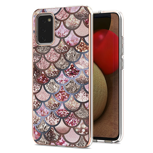 Silicone Candy Rubber Gel Fashionable Pattern Soft Case Cover Y03B for Samsung Galaxy A02s Brown