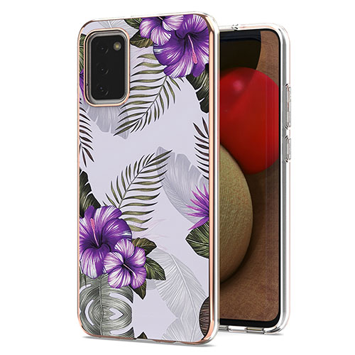 Silicone Candy Rubber Gel Fashionable Pattern Soft Case Cover Y03B for Samsung Galaxy A02s Purple