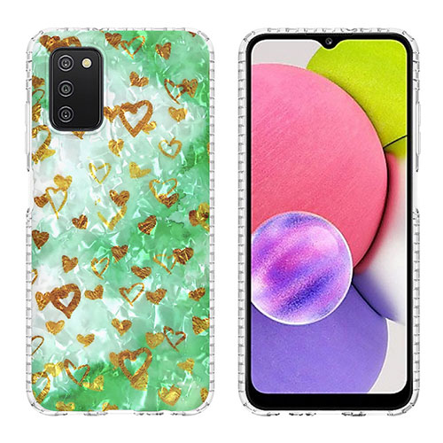 Silicone Candy Rubber Gel Fashionable Pattern Soft Case Cover Y04B for Samsung Galaxy A02s Matcha Green