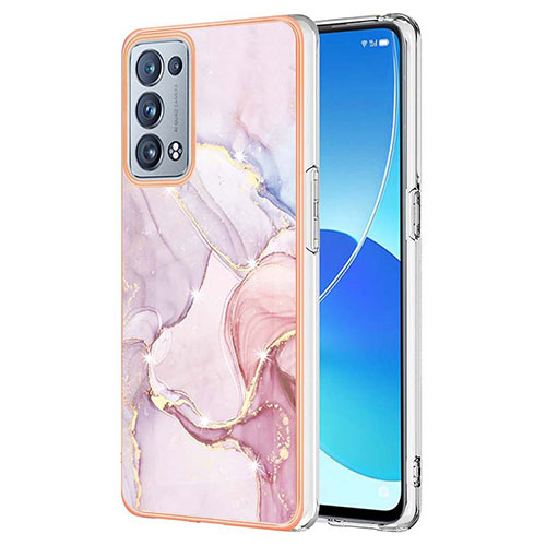 Silicone Candy Rubber Gel Fashionable Pattern Soft Case Cover Y05B for Oppo Reno6 Pro 5G Pink