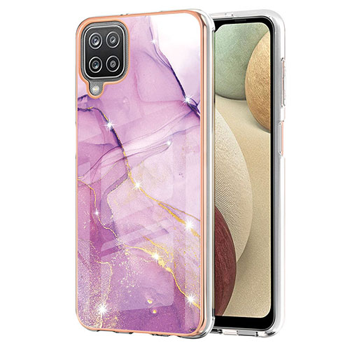 Silicone Candy Rubber Gel Fashionable Pattern Soft Case Cover Y05B for Samsung Galaxy A12 Clove Purple