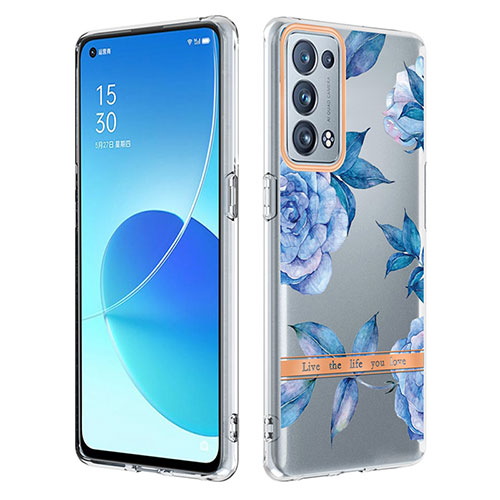 Silicone Candy Rubber Gel Fashionable Pattern Soft Case Cover Y06B for Oppo Reno6 Pro 5G Blue