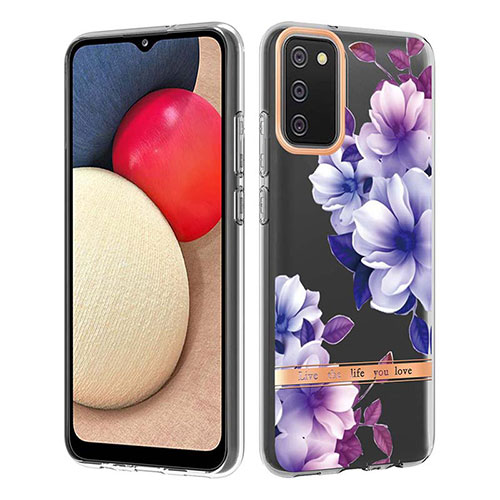 Silicone Candy Rubber Gel Fashionable Pattern Soft Case Cover Y06B for Samsung Galaxy A02s Purple