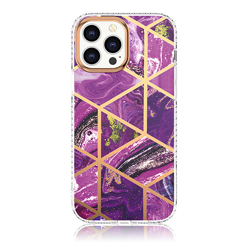Silicone Candy Rubber Gel Fashionable Pattern Soft Case Cover YJ1 for Apple iPhone 13 Pro Purple