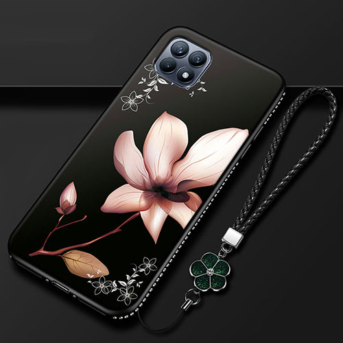 Silicone Candy Rubber Gel Flowers Soft Case Cover A01 for Oppo Reno4 SE 5G Black