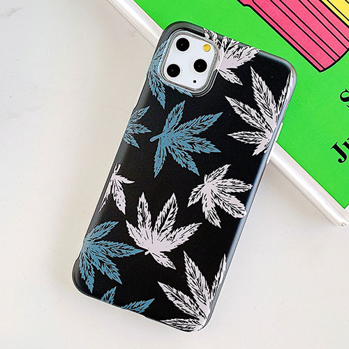 Silicone Candy Rubber Gel Flowers Soft Case Cover for Apple iPhone 11 Pro Black