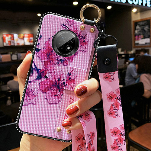 Silicone Candy Rubber Gel Flowers Soft Case Cover for Huawei Enjoy 20 Plus 5G Clove Purple