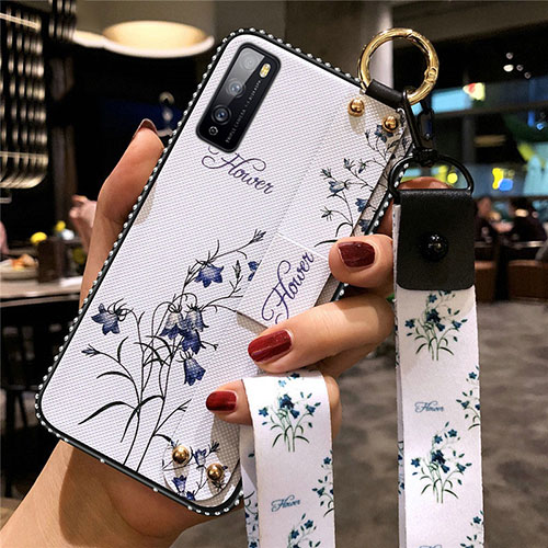 Silicone Candy Rubber Gel Flowers Soft Case Cover for Huawei Enjoy 20 Pro 5G White