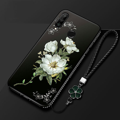 Silicone Candy Rubber Gel Flowers Soft Case Cover for Huawei Honor 20 Lite Black