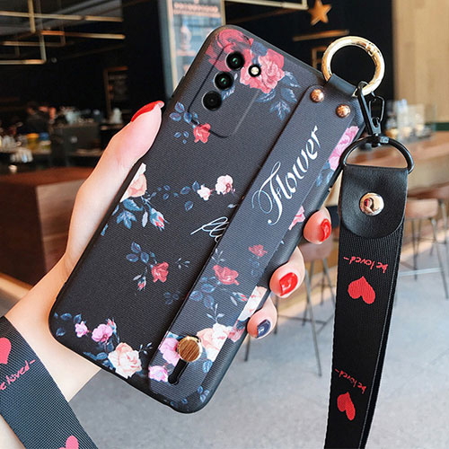 Silicone Candy Rubber Gel Flowers Soft Case Cover for Huawei Honor 30 Lite 5G Black