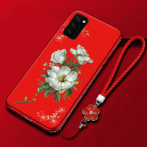 Silicone Candy Rubber Gel Flowers Soft Case Cover for Huawei Honor V30 Pro 5G Red