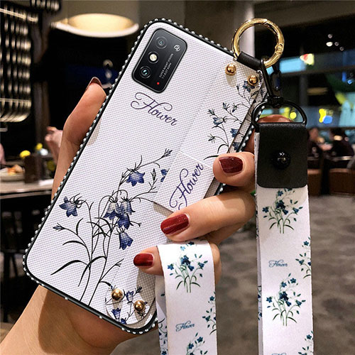 Silicone Candy Rubber Gel Flowers Soft Case Cover for Huawei Honor X10 Max 5G White