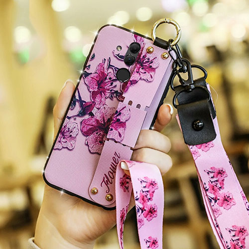 Silicone Candy Rubber Gel Flowers Soft Case Cover for Huawei Mate 20 Lite Pink