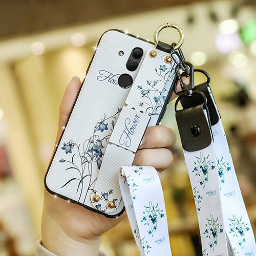Silicone Candy Rubber Gel Flowers Soft Case Cover for Huawei Mate 20 Lite White