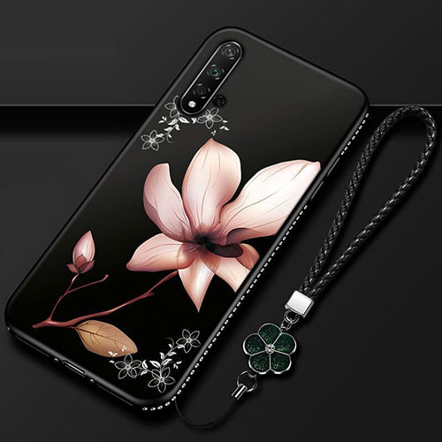 Silicone Candy Rubber Gel Flowers Soft Case Cover for Huawei Nova 5 Brown