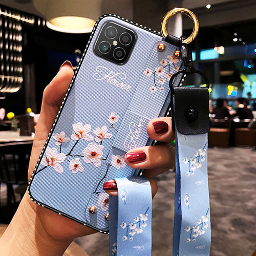 Silicone Candy Rubber Gel Flowers Soft Case Cover for Huawei Nova 8 SE 5G Mint Blue