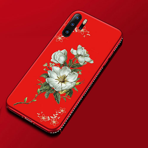 Silicone Candy Rubber Gel Flowers Soft Case Cover for Huawei P30 Pro New Edition Red Wine