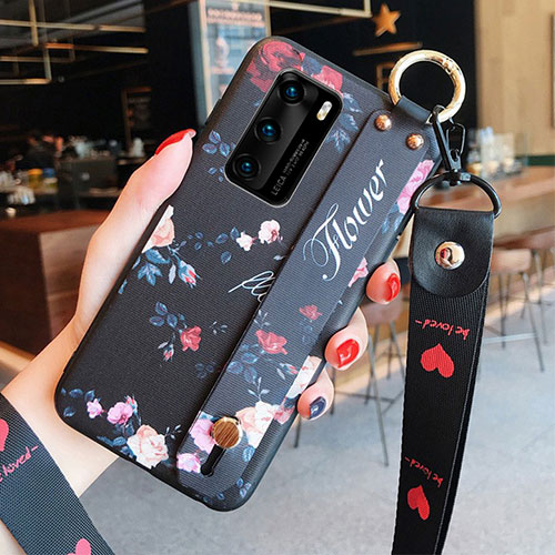 Silicone Candy Rubber Gel Flowers Soft Case Cover for Huawei P40 Red