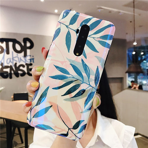 Silicone Candy Rubber Gel Flowers Soft Case Cover for OnePlus 7T Pro Rose Gold