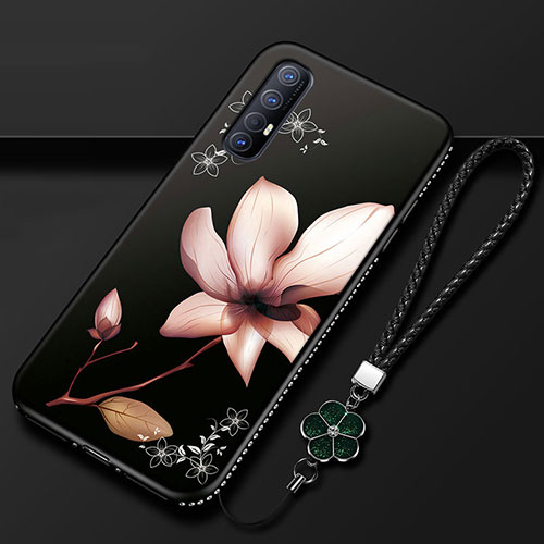Silicone Candy Rubber Gel Flowers Soft Case Cover for Oppo Find X2 Neo Brown