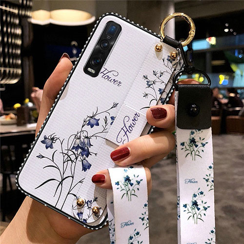 Silicone Candy Rubber Gel Flowers Soft Case Cover for Oppo Find X2 Pro White
