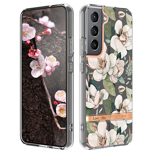 Silicone Candy Rubber Gel Flowers Soft Case Cover for Samsung Galaxy S21 FE 5G White