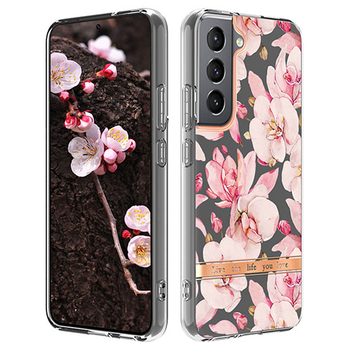 Silicone Candy Rubber Gel Flowers Soft Case Cover for Samsung Galaxy S21 Plus 5G Pink