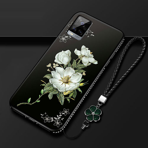 Silicone Candy Rubber Gel Flowers Soft Case Cover for Vivo V20 Pro 5G Black
