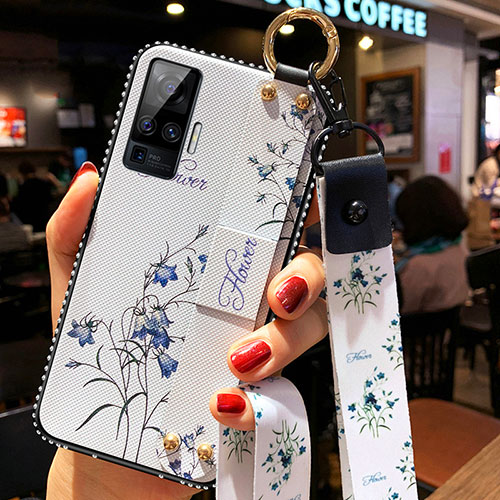 Silicone Candy Rubber Gel Flowers Soft Case Cover for Vivo X51 5G White