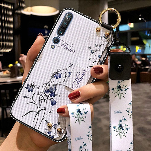 Silicone Candy Rubber Gel Flowers Soft Case Cover for Xiaomi Mi 10 Pro White