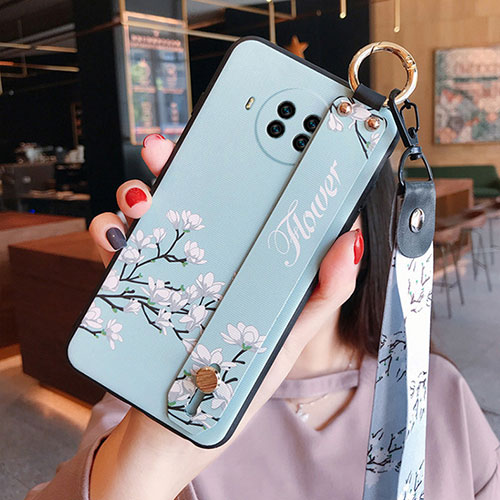 Silicone Candy Rubber Gel Flowers Soft Case Cover for Xiaomi Mi 10T Lite 5G Mint Blue