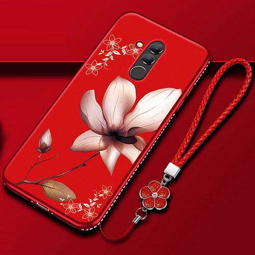 Silicone Candy Rubber Gel Flowers Soft Case Cover H02 for Huawei Mate 20 Lite Red