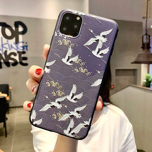 Silicone Candy Rubber Gel Flowers Soft Case Cover H08 for Apple iPhone 11 Pro Black
