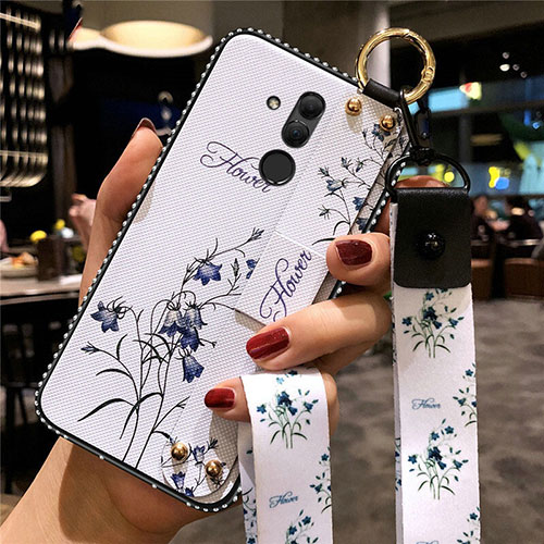 Silicone Candy Rubber Gel Flowers Soft Case Cover H08 for Huawei Mate 20 Lite White