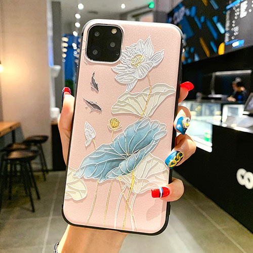 Silicone Candy Rubber Gel Flowers Soft Case Cover H14 for Apple iPhone 11 Pro Max Sky Blue