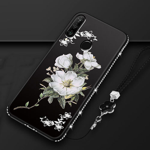 Silicone Candy Rubber Gel Flowers Soft Case Cover K01 for Huawei P30 Lite Black