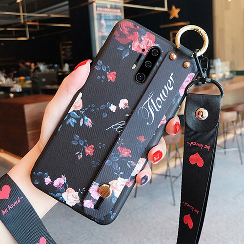 Silicone Candy Rubber Gel Flowers Soft Case Cover K01 for OnePlus 8 Pro Black