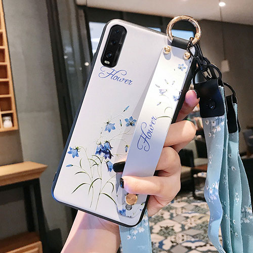 Silicone Candy Rubber Gel Flowers Soft Case Cover K01 for Oppo Find X2 White